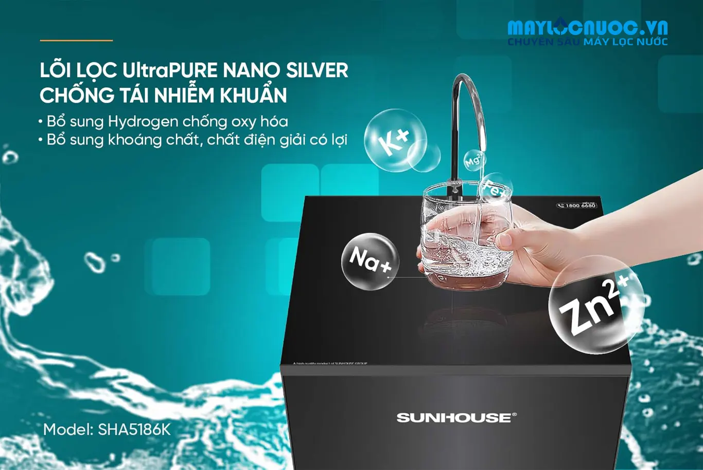 MÁY LỌC NƯỚC RO SUNHOUSE SHA5186K -  09 LÕI